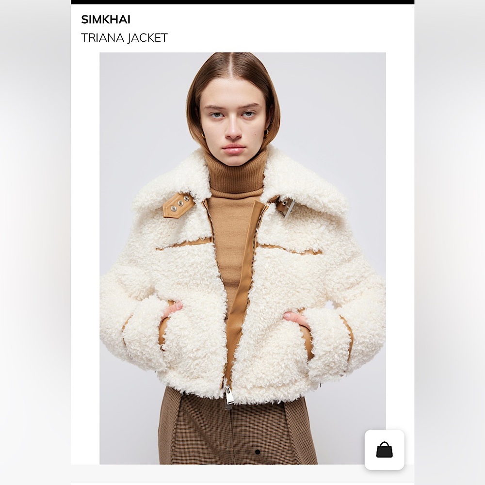 SIMKHAI Triana Sherpa Jacket | Cropped Sherpa Jacket | Large | New With Tags